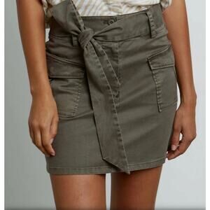NWT Rails Olive Green Nola Military Utility Skirt Cotton Canvas Belt Size Medium